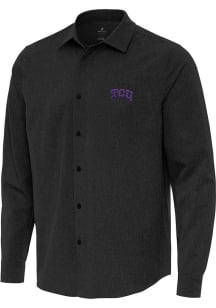 Antigua TCU Horned Frogs Mens Black Exposure Long Sleeve Dress Shirt