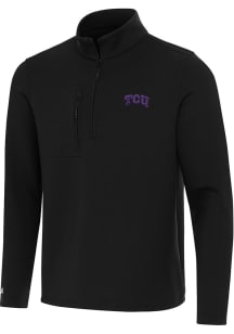 Antigua TCU Horned Frogs Mens Black Insider Long Sleeve Qtr Zip Pullover