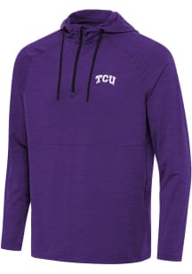 Antigua TCU Horned Frogs Mens Purple Spikes Long Sleeve Qtr Zip Pullover