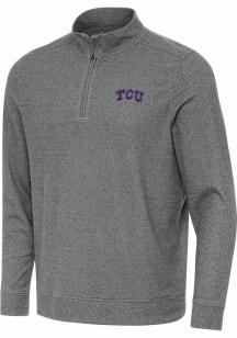 Antigua TCU Horned Frogs Mens Black Subtle Long Sleeve Qtr Zip Pullover