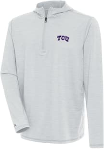 Antigua TCU Horned Frogs Mens Grey Tidy Long Sleeve Qtr Zip Pullover