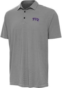 Antigua TCU Horned Frogs Mens Black Twine Short Sleeve Polo