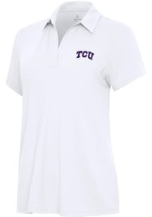 Antigua TCU Horned Frogs Womens White Era Short Sleeve Polo Shirt