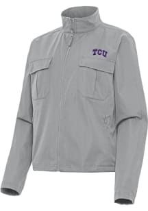 Antigua TCU Horned Frogs Womens Grey Even Par Light Weight Jacket