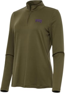 Antigua TCU Horned Frogs Womens Olive Reprocess Recycled Qtr Zip