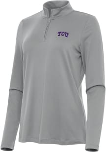 Antigua TCU Horned Frogs Womens Grey Reprocess Recycled Qtr Zip