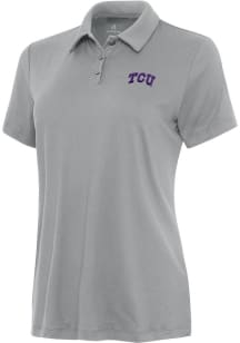 Antigua TCU Horned Frogs Womens Grey Reprocess Recycled Short Sleeve Polo Shirt
