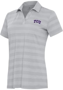 Antigua TCU Horned Frogs Womens Grey Tunnel Short Sleeve Polo Shirt