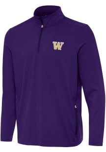 Antigua Washington Huskies Mens Purple Perilous Long Sleeve Qtr Zip Pullover