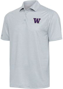 Antigua Washington Huskies Mens Grey Skills Short Sleeve Polo