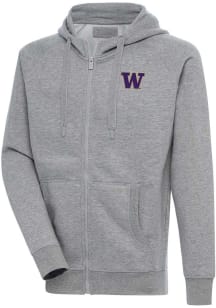Antigua Washington Huskies Mens Grey Victory Long Sleeve Full Zip Jacket