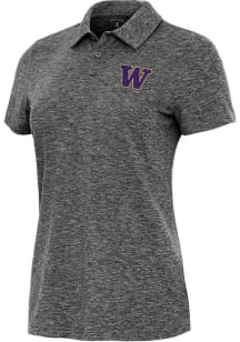 Antigua Washington Huskies Womens Black Matter Short Sleeve Polo Shirt
