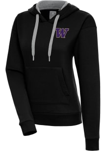 Antigua Washington Huskies Womens Black Victory Hooded Sweatshirt