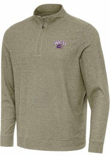 Antigua Western Carolina Mens Olive Subtle Long Sleeve Qtr Zip Pullover