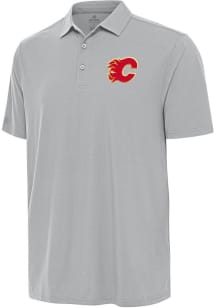 Antigua Calgary Flames Mens Grey Era Short Sleeve Polo
