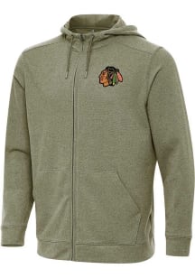 Antigua Chicago Blackhawks Mens Olive Effortless Light Weight Jacket