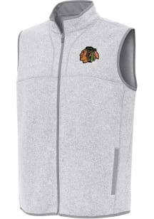 Antigua Chicago Blackhawks Mens Grey Fortune Sleeveless Jacket