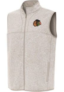 Antigua Chicago Blackhawks Mens Oatmeal Fortune Sleeveless Jacket