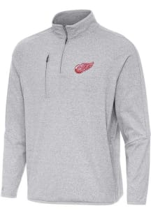 Antigua Detroit Red Wings Mens Grey Certain Long Sleeve Qtr Zip Pullover