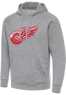 Antigua Detroit Red Wings Mens Grey Full Front Victory Big and Tall Hooded Sweatshirt
