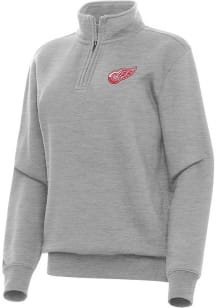 Antigua Detroit Red Wings Womens Grey Victory Qtr Zip