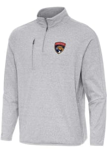 Antigua Florida Panthers Mens Grey Certain Long Sleeve Qtr Zip Pullover