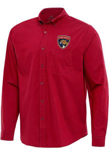 Antigua Florida Panthers Mens Red Flight Long Sleeve Dress Shirt