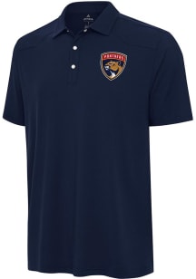 Antigua Florida Panthers Mens Navy Blue Western Short Sleeve Polo