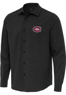 Antigua Montreal Canadiens Mens Black Exposure Long Sleeve Dress Shirt