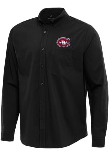 Antigua Montreal Canadiens Mens Black Flight Long Sleeve Dress Shirt