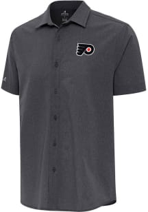Antigua Philadelphia Flyers Mens Black Activate Short Sleeve Dress Shirt