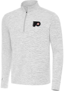 Antigua Philadelphia Flyers Mens Grey Cause Long Sleeve Qtr Zip Pullover