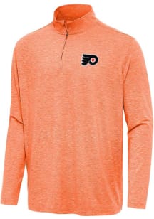 Antigua Philadelphia Flyers Mens Orange Hunk Long Sleeve Qtr Zip Pullover
