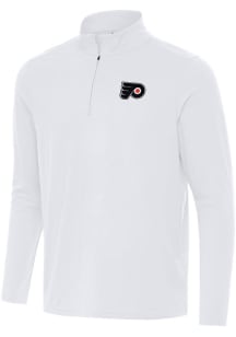 Antigua Philadelphia Flyers Mens White Intent Long Sleeve Qtr Zip Pullover