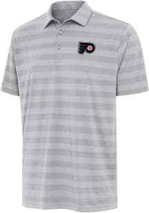 Antigua Philadelphia Flyers Mens Grey Tunnel Short Sleeve Polo