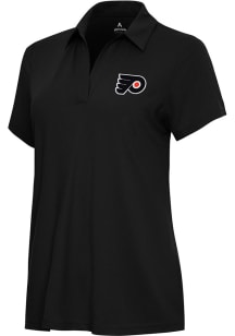 Antigua Philadelphia Flyers Womens Black Era Short Sleeve Polo Shirt