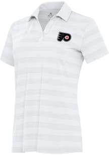 Antigua Philadelphia Flyers Womens White Tunnel Short Sleeve Polo Shirt