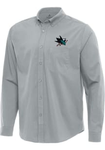 Antigua San Jose Sharks Mens Grey Flight Long Sleeve Dress Shirt