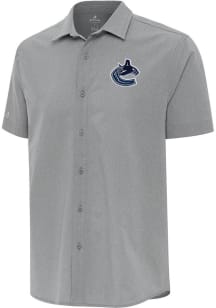 Antigua Vancouver Canucks Mens Grey Activate Short Sleeve Dress Shirt