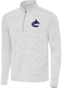 Antigua Vancouver Canucks Mens Grey Cause Long Sleeve Qtr Zip Pullover