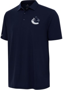 Antigua Vancouver Canucks Mens Navy Blue Era Short Sleeve Polo
