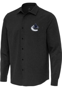 Antigua Vancouver Canucks Mens Black Exposure Long Sleeve Dress Shirt