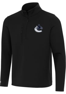 Antigua Vancouver Canucks Mens Black Insider Long Sleeve Qtr Zip Pullover