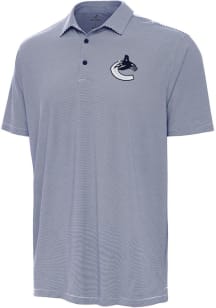 Antigua Vancouver Canucks Mens Navy Blue Twine Short Sleeve Polo