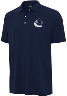 Antigua Vancouver Canucks Mens Navy Blue Western Short Sleeve Polo