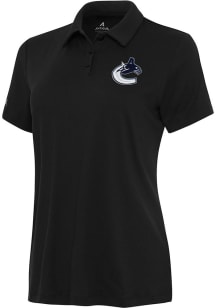 Antigua Vancouver Canucks Womens Black Reprocess Recycled Short Sleeve Polo Shirt