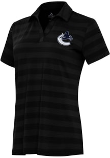 Antigua Vancouver Canucks Womens Black Tunnel Short Sleeve Polo Shirt
