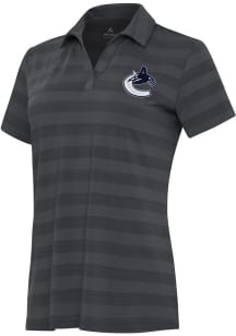Antigua Vancouver Canucks Womens Grey Tunnel Short Sleeve Polo Shirt