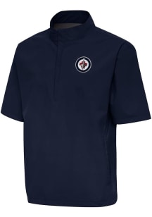 Antigua Winnipeg Jets Mens Navy Blue Brisk Short Sleeve Jacket