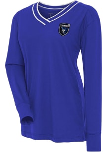 Antigua San Jose Earthquakes Womens Blue Symbolic LS Tee